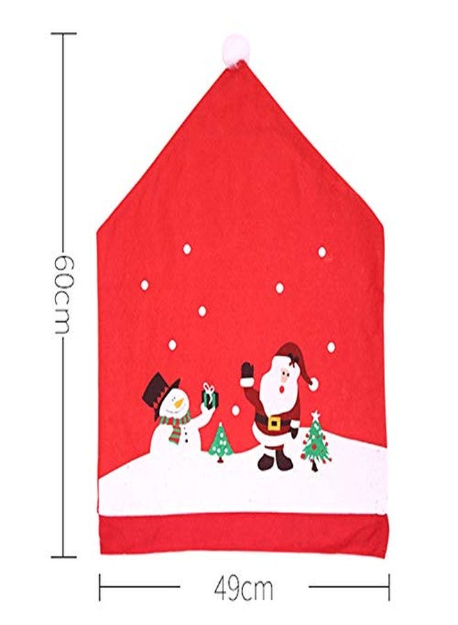 DCQRY Christmas Chair Back Covers Set of 6, Santa Claus Red Hat Chair Covers, Christmas Chair Slipcovers for Xmas Restaurant Dinner Table Holiday Party Décor - Image 3